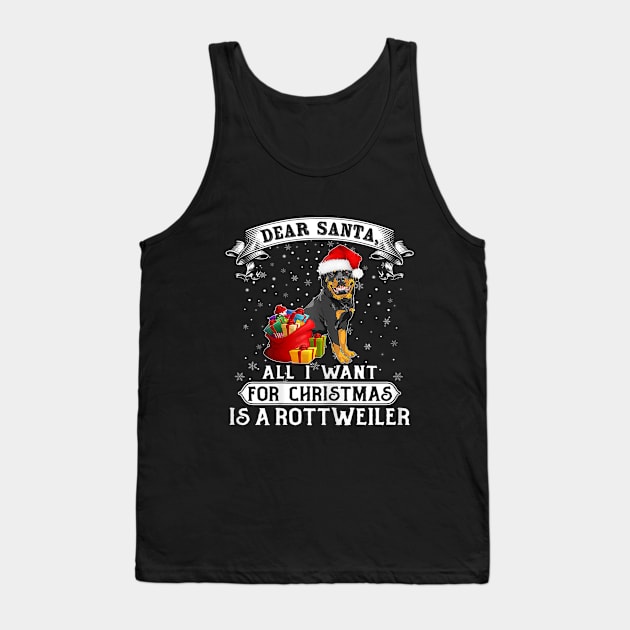 I Want For Christmas Is A Rottweiler Dog Santa Hat Xmas Men Tank Top by Barnard